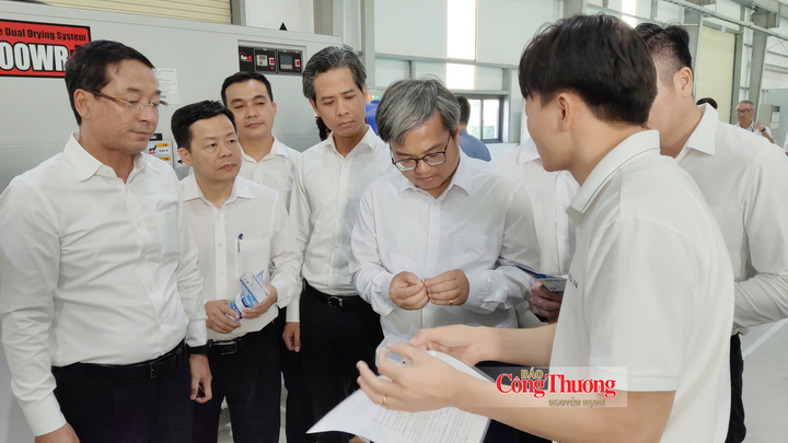 Ông Trương Việt Dũng, Phó Chủ tịch UBND TP. Hà Nội cùng các doanh nghiệp tham quan khu công nghiệp HANSSIP.